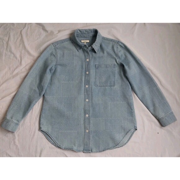 bagatelle Tops - Bagatelle Collection Denim Shirt Shacket Textured Patchwork Button Down Womens M